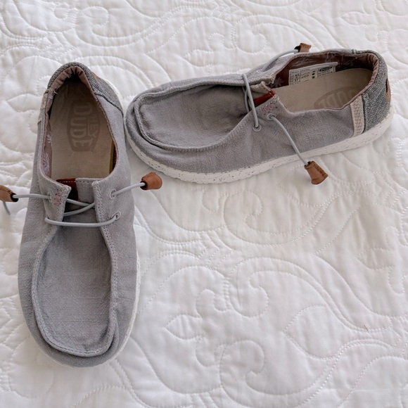 Hey Dude Shoes - Hey Dude Wendy Washed Gray Relaxed Casual Fabric‎  Slip On Shoes Women’s 6 EUC